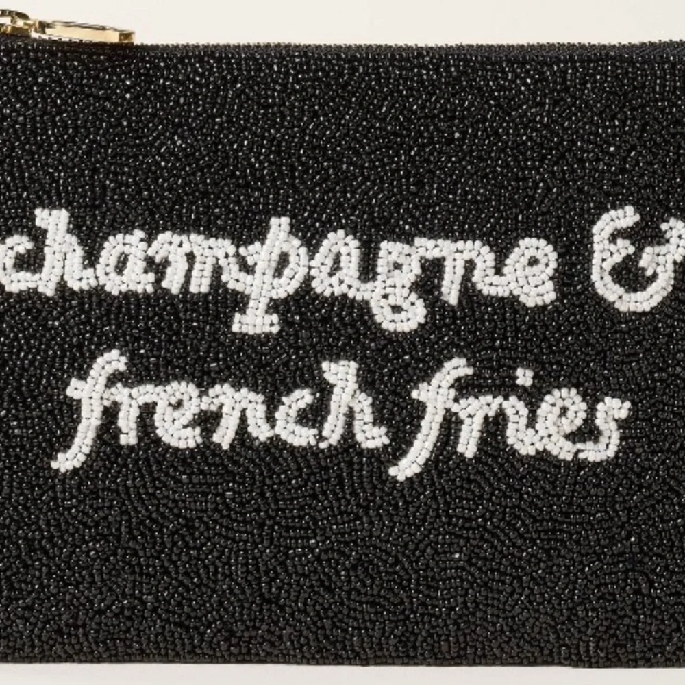 NWT Kate Spade Target New York - Champagne & French Fries Beaded Clutch Black - Picture 6 of 11